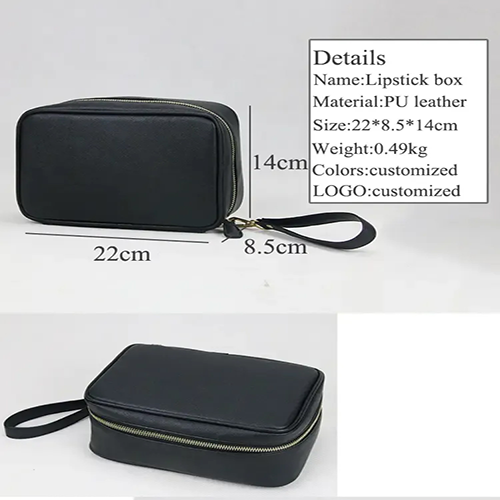 Large capacity cosmetic travel bag with internal compartments for skincare and brushes
